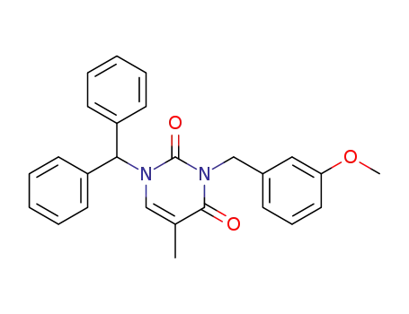 Molecular Structure of 821795-70-4 (2,4(1H,3H)-Pyrimidinedione,
1-(diphenylmethyl)-3-[(3-methoxyphenyl)methyl]-5-methyl-)