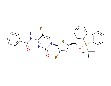 (+)-N<sup>4</sup>-benzoyl-1-[(1S,4R)-5-O-(tert-butyldiphenylsilyl)-2,3-dideoxy-2,3-didehydro-2-fluoro-4-thio-β-L-ribofuranosyl]-5-fluorocytosine