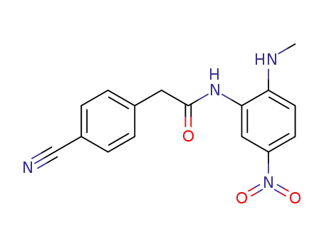 Molecular Structure of 850464-49-2 (2-(4-cyano-phenyl)-N-(2-methylamino-5-nitro-phenyl)acetamide)