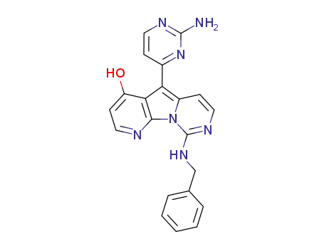 Molecular Structure of 492439-03-9 (5-(2-Amino-pyrimidin-4-yl)-9-benzylamino-pyrido[3',2':4,5]pyrrolo[1,2-c]pyrimidin-4-ol)