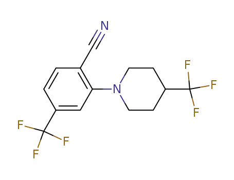 Molecular Structure of 935517-88-7 (4-trifluoromethyl-2-(4-trifluoromethyl-piperidin-1-yl)-benzonitrile)