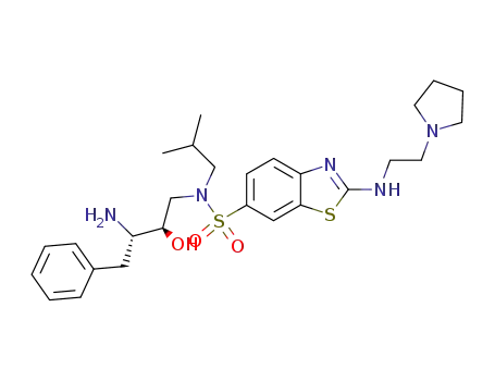 Molecular Structure of 473739-14-9 (2-(2-Pyrrolidin-1-yl-ethylamino)-benzothiazole-6-sulfonic acid ((2R,3S)-3-amino-2-hydroxy-4-phenyl-butyl)-isobutyl-amide)