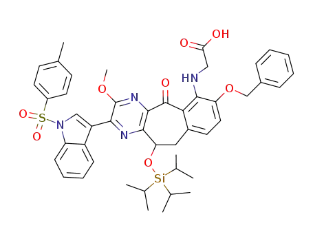 {7-benzyloxy-3-methoxy-5-oxo-2-[1-(toluene-4-sulfonyl)-1<i>H</i>-indol-3-yl]-11-triisopropylsilanyloxy-10,11-dihydro-5<i>H</i>-benzo[4,5]cyclohepta[1,2-<i>b</i>]pyrazin-6-ylamino}-acetic acid