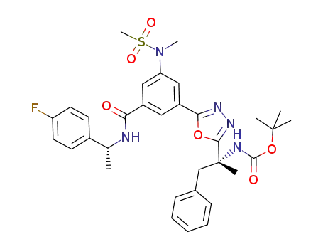 (1-{5-[3-[1-(4-fluoro-phenyl)-ethylcarbamoyl]-5-(methanesulfonyl-methyl-amino)-phenyl]-[1,3,4]oxadiazol-2-yl}-1-methyl-2-phenyl-ethyl)-carbamic acid <i>tert</i>-butyl ester
