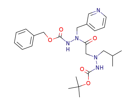 Molecular Structure of 827337-67-7 (Hydrazinecarboxylic acid,
2-[[2-[(1,1-dimethylethoxy)carbonyl]-1-(2-methylpropyl)hydrazino]acetyl]-
2-(3-pyridinylmethyl)-, phenylmethyl ester)
