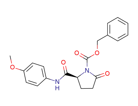 Molecular Structure of 339994-37-5 ((S)-2-(4-Methoxy-phenylcarbamoyl)-5-oxo-pyrrolidine-1-carboxylic acid benzyl ester)