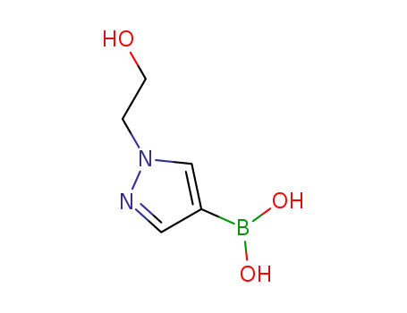 Molecular Structure of 1086063-70-8 (B-[1-(2-hydroxyethyl)-1H-pyrazol-4-yl]boronic acid)