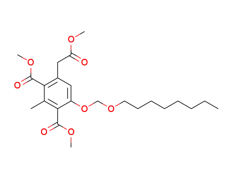 Molecular Structure of 651322-80-4 (1,3-Benzenedicarboxylic acid,
4-(2-methoxy-2-oxoethyl)-2-methyl-6-[(octyloxy)methoxy]-, dimethyl ester)
