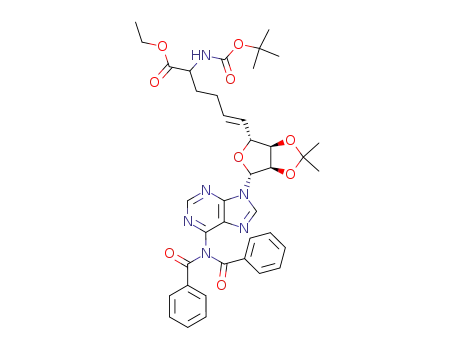 ethyl 2-tert-butoxycarbonylamino-5(E)-[6-N,N-dibenzoyl-5'-deoxy-2',3'-O-isopropylideneadenosin-5'-ylidene]pentanoate
