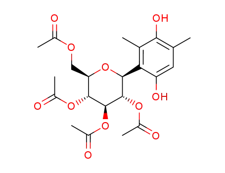 Molecular Structure of 868540-58-3 (3,5-dimethyl-2-(2,3,4,6-tetra-O-acetyl-β-D-glucopyranosyl)-hydroquinone)