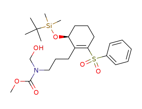 Molecular Structure of 470458-78-7 (1-(t-butyldimethylsiloxy)-2-{3'-[N-(carbomethoxy)-N-(hydroxymethyl)amino]}propyl-3-phenylsulfonyl-2-cyclohexene)