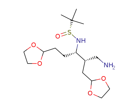 2-Methyl-propane-2-sulfinic acid [(1S,2S)-2-aminomethyl-3-[1,3]dioxolan-2-yl-1-(2-[1,3]dioxolan-2-yl-ethyl)-propyl]-amide