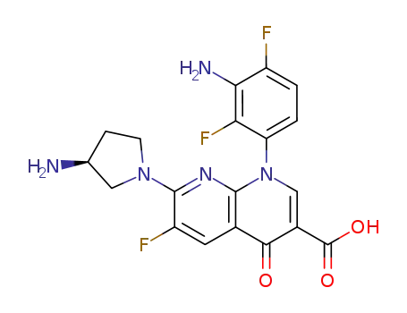 Molecular Structure of 179739-88-9 (1-(3-amino-2,4-difluorophenyl)-7-[(3S)-3-aminopyrrolidin-1-yl]-6-fluoro-4-oxo-1,4-dihydro-1,8-naphthyridine-3-carboxylic acid)