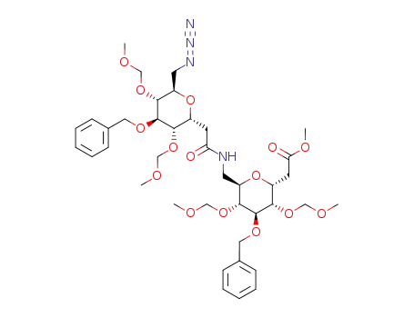((2R,3S,4R,5R,6R)-6-{[2-((2R,3S,4R,5R,6R)-6-Azidomethyl-4-benzyloxy-3,5-bis-methoxymethoxy-tetrahydro-pyran-2-yl)-acetylamino]-methyl}-4-benzyloxy-3,5-bis-methoxymethoxy-tetrahydro-pyran-2-yl)-acetic acid methyl ester