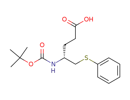 Molecular Structure of 406235-21-0 (Pentanoic acid, 4-[[(1,1-dimethylethoxy)carbonyl]amino]-5-(phenylthio)-,
(4R)-)