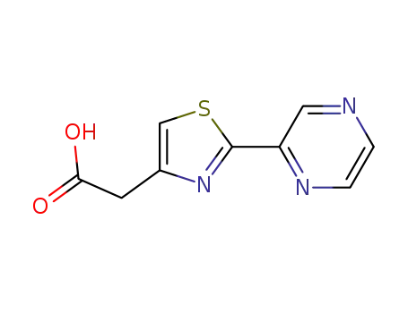 Molecular Structure of 256529-20-1 (2-(2-PYRAZIN-2-YL-1,3-THIAZOL-4-YL)ACETIC ACID)