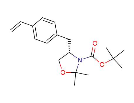 Molecular Structure of 845884-27-7 (3-Oxazolidinecarboxylic acid, 4-[(4-ethenylphenyl)methyl]-2,2-dimethyl-,
1,1-dimethylethyl ester, (4S)-)