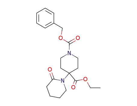 Molecular Structure of 166180-93-4 (1-Benzyloxycarbonyl-4-(ethoxycarbonyl)-4-(2-oxopiperidino)-piperidine)