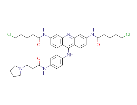 Molecular Structure of 875924-05-3 (1-Pyrrolidinepropanamide,
N-[4-[[3,6-bis[(5-chloro-1-oxopentyl)amino]-9-acridinyl]amino]phenyl]-)