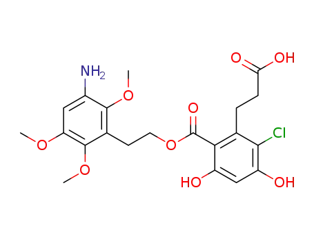 3-(2-((3-amino-2,5,6-trimethoxyphenethyloxy)carbonyl)-6-chloro-3,5-dihydroxyphenyl)propanoic acid