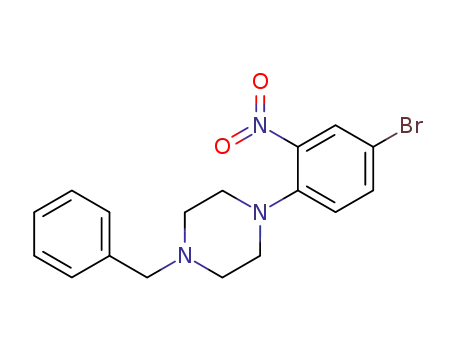 Molecular Structure of 883522-59-6 (3-NITRO-4-(4-BENZYL-1-PIPERAZINO)BROMOBENZENE)