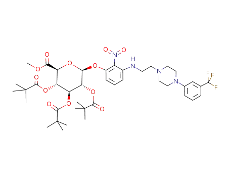 Molecular Structure of 670234-44-3 (methyl 3-[[2-[4-(3-methylphenyl)piperazin-1-yl]ethyl]amino]-2-nitrophenyl-2,3,4-tris-O-(2,2-dimethylpropanoyl)-β-D-glucopyranosiduronate)