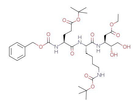 3-[2-(2-benzyloxycarbonylamino-4-<i>tert</i>-butoxycarbonyl-butyrylamino)-6-<i>tert</i>-butoxycarbonylamino-hexanoylamino]-4,5-dihydroxy-pentanoic acid ethyl ester