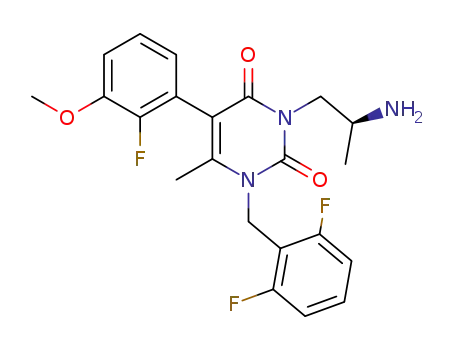 2,4(1H,3H)-Pyrimidinedione,
3-[(2S)-2-aminopropyl]-1-[(2,6-difluorophenyl)methyl]-5-(2-fluoro-3-meth
oxyphenyl)-6-methyl-