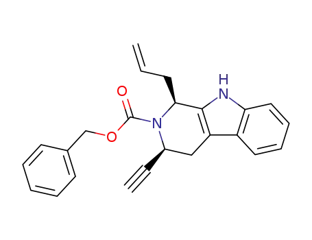 Molecular Structure of 630115-88-7 (2H-Pyrido[3,4-b]indole-2-carboxylic acid,
3-ethynyl-1,3,4,9-tetrahydro-1-(2-propenyl)-, phenylmethyl ester,
(1S,3S)-)