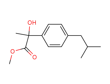 Molecular Structure of 101970-32-5 (methyl 2-hydroxy-2-(4-isobutylphenyl)propionate)