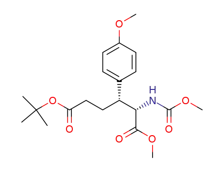 Molecular Structure of 600708-99-4 (Hexanedioic acid, 2-[(methoxycarbonyl)amino]-3-(4-methoxyphenyl)-,
6-(1,1-dimethylethyl) 1-methyl ester, (2S,3R)-)