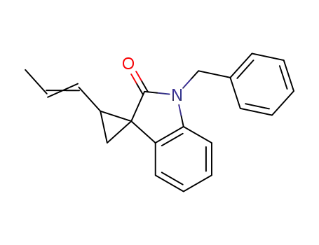 Molecular Structure of 864949-91-7 (1'-(phenylmethyl)-2-[1-prop-1-en-1-yl]spiro[cyclopropane-1,3'-indol]-2'(1'H)-one)