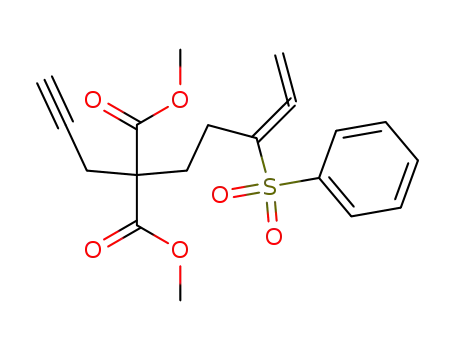 Molecular Structure of 436146-97-3 (Propanedioic acid, [3-(phenylsulfonyl)-3,4-pentadienyl]-2-propynyl-,
dimethyl ester)