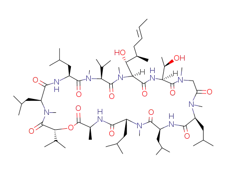 Molecular Structure of 122958-60-5 (Cyclo[L-alanyl-(2R)-2-hydroxy-3-methylbutanoyl-N-methyl-L-leucyl-L-leucyl-N-methyl-L-valyl-(2S,3R,4R,6E)-3-hydroxy-4-methyl-2-(methylamino)-6-octenoyl-L-threonyl-N-methylglycyl-N-methyl-L-leucyl-L-leucyl-N-methyl-L-leucyl])