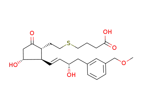 Molecular Structure of 256382-23-7 (11alpha,15alpha-Dihydroxy-16-(3-methoxymethylphenyl)-9-oxo-17,18,19,20-tetranor-5-thia-13(E)-prostenoic acid)