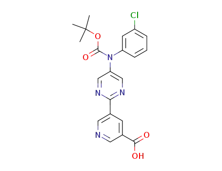 Molecular Structure of 405939-69-7 (3-Pyridinecarboxylic acid,
5-[5-[(3-chlorophenyl)[(1,1-dimethylethoxy)carbonyl]amino]-2-pyrimidinyl
]-)