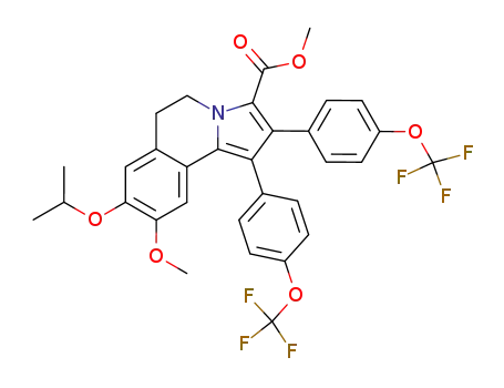 Molecular Structure of 897018-38-1 (methyl 8-isopropoxy-9-methoxy-1,2-bis(4-trifluoromethoxyphenyl)-5,6-dihydropyrrolo[2,1-a]isoquinoline-3-carboxylate)