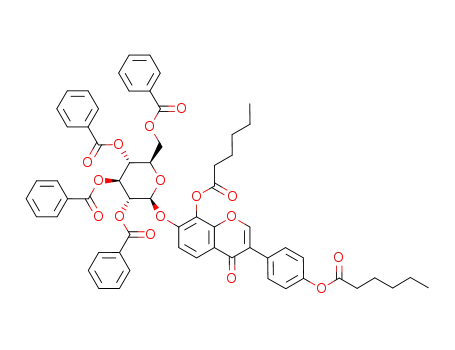 4',8-dihexanoyloxyisoflavone 7-O-2'',3'',4'',6''-tetra-O-benzoyl-β-D-glucopyranoside