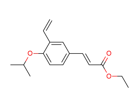 Molecular Structure of 876013-90-0 (2-Propenoic acid, 3-[3-ethenyl-4-(1-methylethoxy)phenyl]-, ethyl ester,
(2E)-)
