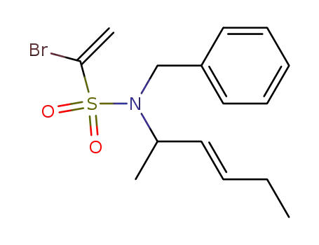 Molecular Structure of 877077-66-2 (Ethenesulfonamide,
1-bromo-N-[(2E)-1-methyl-2-pentenyl]-N-(phenylmethyl)-)