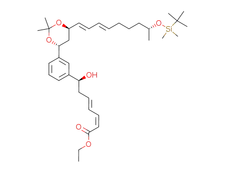 2,4-Heptadienoic acid,
7-[3-[(4R,6R)-6-[(1E,3E,8R)-8-[[(1,1-dimethylethyl)dimethylsilyl]oxy]-1,3
-nonadienyl]-2,2-dimethyl-1,3-dioxan-4-yl]phenyl]-7-hydroxy-, ethyl ester,
(2Z,4E,7S)-