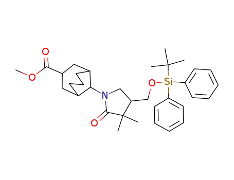 Molecular Structure of 1057344-02-1 (9-[4-(tert-butyl-diphenyl-silanyloxymethyl)-3,3-dimethyl-2-oxo-pyrrolidin-1-yl]-bicyclo[3.3.1]nonane-3-carboxylic acid methyl ester)