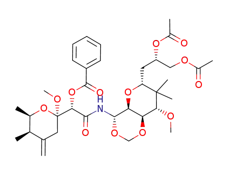 Benzoic acid (S)-[(4S,4aS,6R,8S,8aR)-6-((S)-2,3-diacetoxy-propyl)-8-methoxy-7,7-dimethyl-hexahydro-pyrano[3,2-d][1,3]dioxin-4-ylcarbamoyl]-((2R,5R,6R)-2-methoxy-5,6-dimethyl-4-methylene-tetrahydro-pyran-2-yl)-methyl ester
