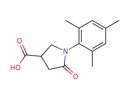 Molecular Structure of 63675-25-2 (5-OXO-1-(2,4,6-TRIMETHYL-PHENYL)-PYRROLIDINE-3-CARBOXYLIC ACID)