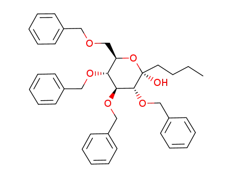 Molecular Structure of 292149-85-0 (2,3,4,6-tetra-O-benzyl-1-C-n-butyl-α-D-glucopyranose)