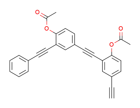 Molecular Structure of 364068-99-5 (Phenol, 4-[[2-(acetyloxy)-5-ethynylphenyl]ethynyl]-2-(phenylethynyl)-,
acetate)