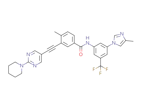 Molecular Structure of 1257628-60-6 (4-methyl-N-(3-(4-methyl-1H-imidazol-1-yl)-5-(trifluoromethyl)phenyl)-3-(2-(2-(piperidin-1-yl)pyrimidin-5-yl)ethynyl)benzamide)