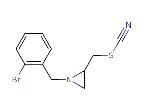 Molecular Structure of 832724-81-9 (Thiocyanic acid, [1-[(2-bromophenyl)methyl]-2-aziridinyl]methyl ester)