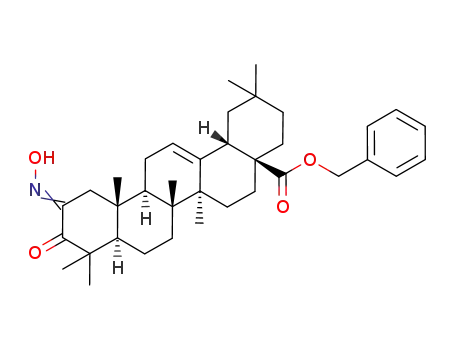 Molecular Structure of 892869-52-2 (2-(Hydroxyimino)-3-oxo-olean-12-en-28-oic acid phenylmethyl ester)