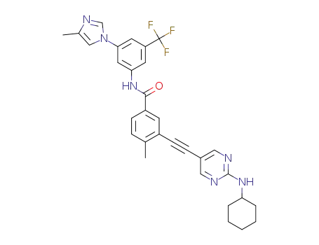 Molecular Structure of 1257628-65-1 (3-(2-(2-(cyclohexylamino)pyrimidin-5-yl)ethynyl)-4-methyl-N-(3-(4-methyl-1H-imidazol-1-yl)-5-(trifluoromethyl)phenyl)benzamide)